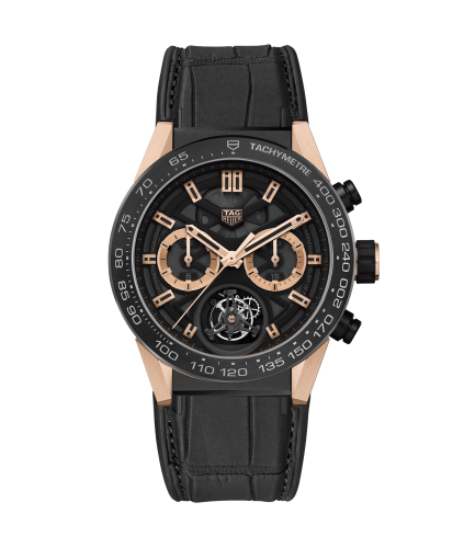 TAG Heuer Carrera Calibre Heuer 02T 45 Chronograph Tourbillon Titanium / Ceramic / Rose Gold / Alligator